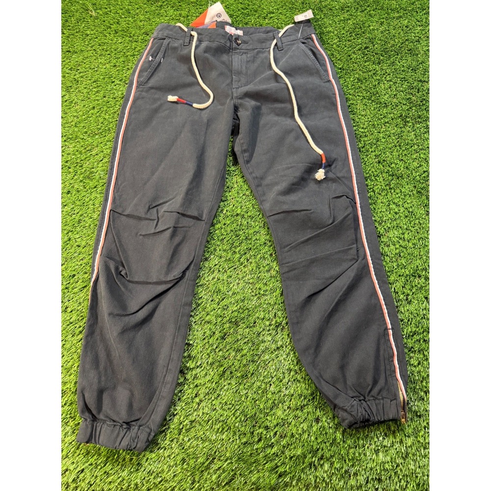 SUNDRY‎ Zip Jogger Pants Charcoal Gray Drawstring Cuffed Ankle Mens Size 32